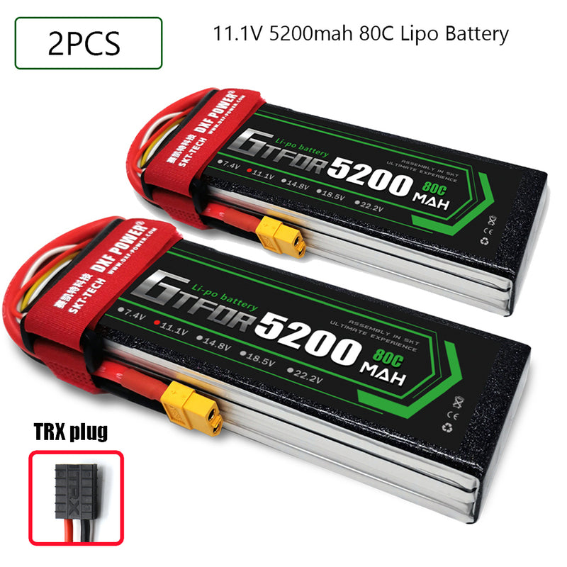 (CN)GTFDR 3S Lipo Battery 11.1V 80C 5200mAh Soft Case Battery with EC5 XT90 Connector for Car Truck Tank RC Buggy Truggy Racing Hobby