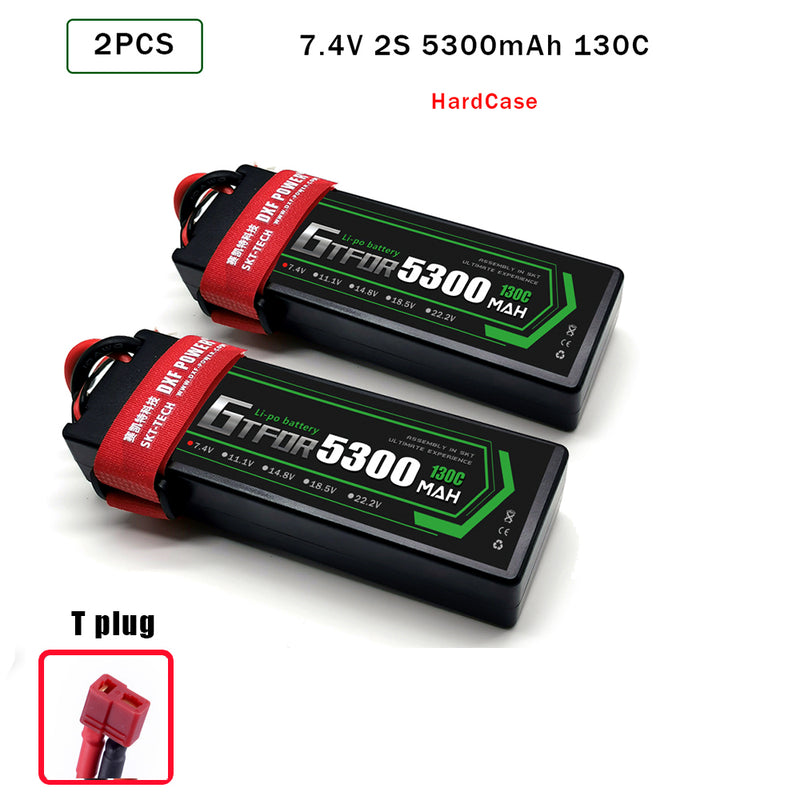 (CN) GTFDR 2S 7.4V Lipo Battery 130C 5300mAh for RC 1/10 1/8 Vehicles Car Truck Tank Truggy Competition Racing Hobby