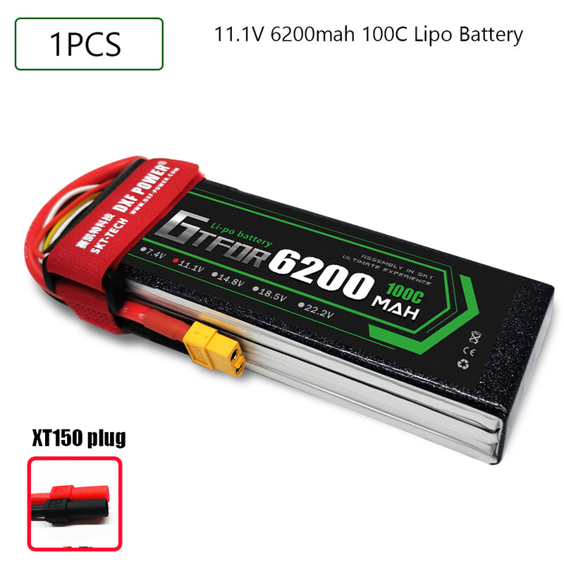 (CN)GTFDR 3S Lipo Battery 11.1V 100C 6200mAh Soft Case Battery with EC5 XT90 Connector for Car Truck Tank RC Buggy Truggy Racing Hobby