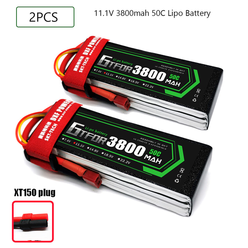 (CN)GTFDR 3S Lipo Battery 11.1V 50C 3800mAh Soft Case Battery with EC5 XT90 Connector for Car Truck Tank RC Buggy Truggy Racing Hobby