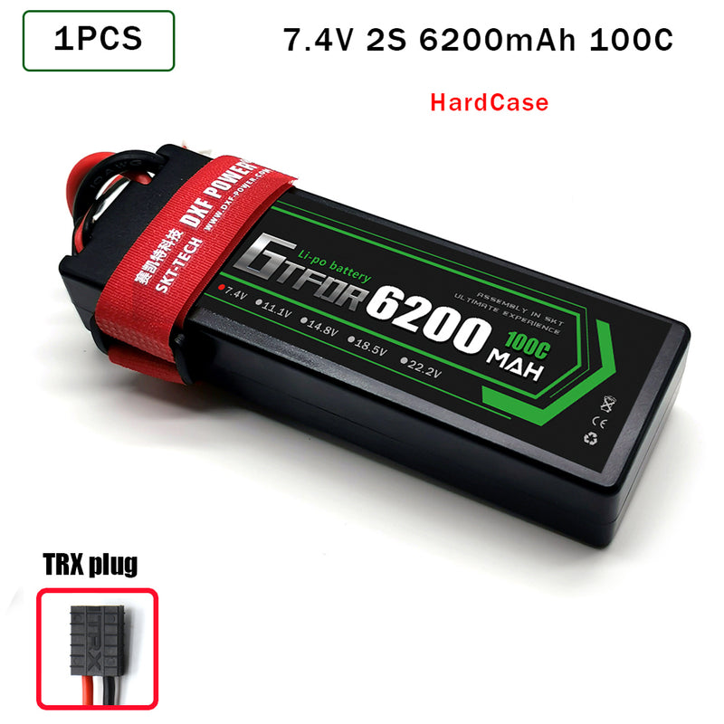 (CN)GTFDR 2S Lipo Battery 6200mAh 7.4V 100C Hardcase EC5 Plug for RC Buggy Truggy 1/10 Scale Racing Helicopters RC Car Boats