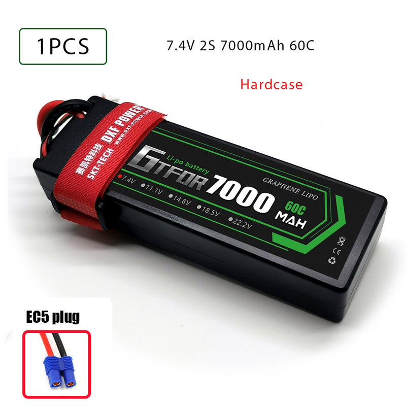 (CN)GTFDR 2S Lipo Battery 7000mAh 7.4V 60C Hardcase EC5 Plug for RC Buggy Truggy 1/10 Scale Racing Helicopters RC Car Boats