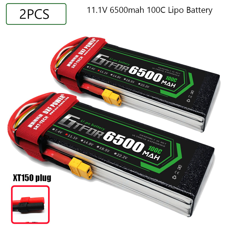 (CN)GTFDR 3S Lipo Battery 11.1V 100C 6500mAh Soft Case Battery with EC5 XT90 Connector for Car Truck Tank RC Buggy Truggy Racing Hobby