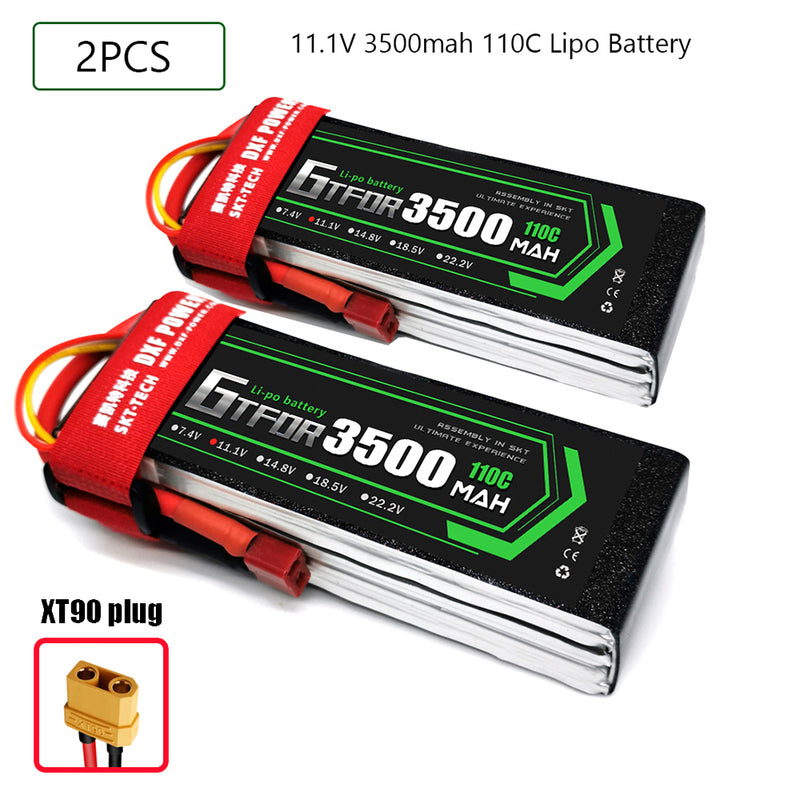 (CN)GTFDR 3S Lipo Battery 11.1V 110C 3500mAh Soft Case Battery with EC5 XT90 Connector for Car Truck Tank RC Buggy Truggy Racing Hobby