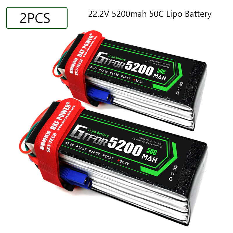 (CN)GTFDR 6S Lipo Battery 22.2V 50C 5200mAh Soft Case Battery with EC5 XT90 Connector for Car Truck Tank RC Buggy Truggy Racing Hobby