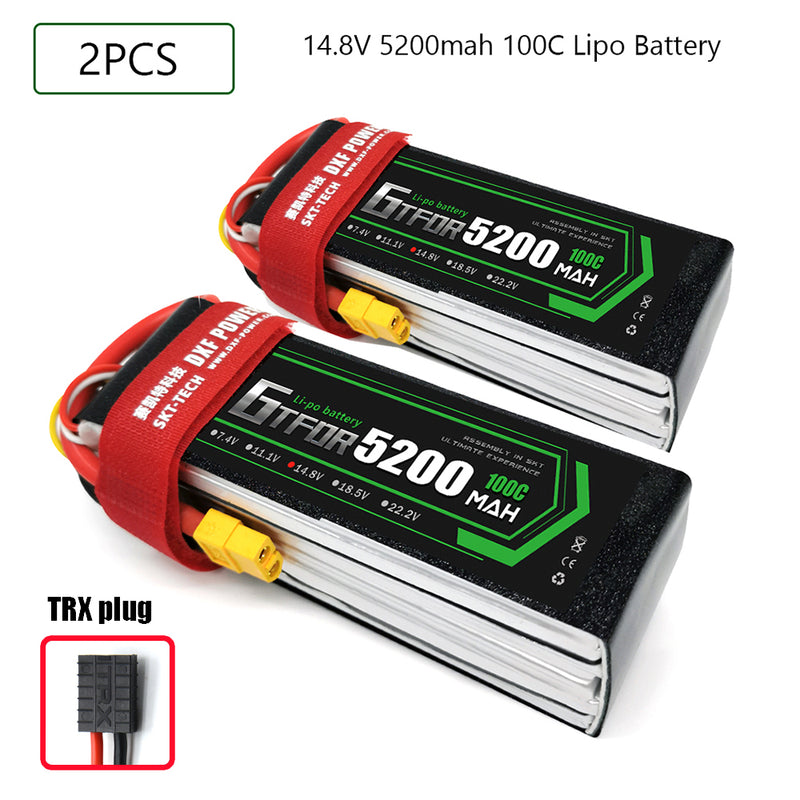 (CN)GTFDR 4S Lipo Battery 14.8V 100C 5200mAh Soft Case Battery with EC5 XT90 Connector for Car Truck Tank RC Buggy Truggy Racing Hobby