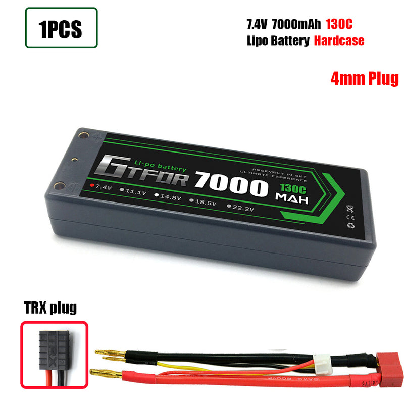 (CN)GTFDR 2S Lipo Battery 7000mAh 7.4V 130C 4mm Hardcase EC5 Plug for RC Buggy Truggy 1/10 Scale Racing Helicopters RC Car Boats