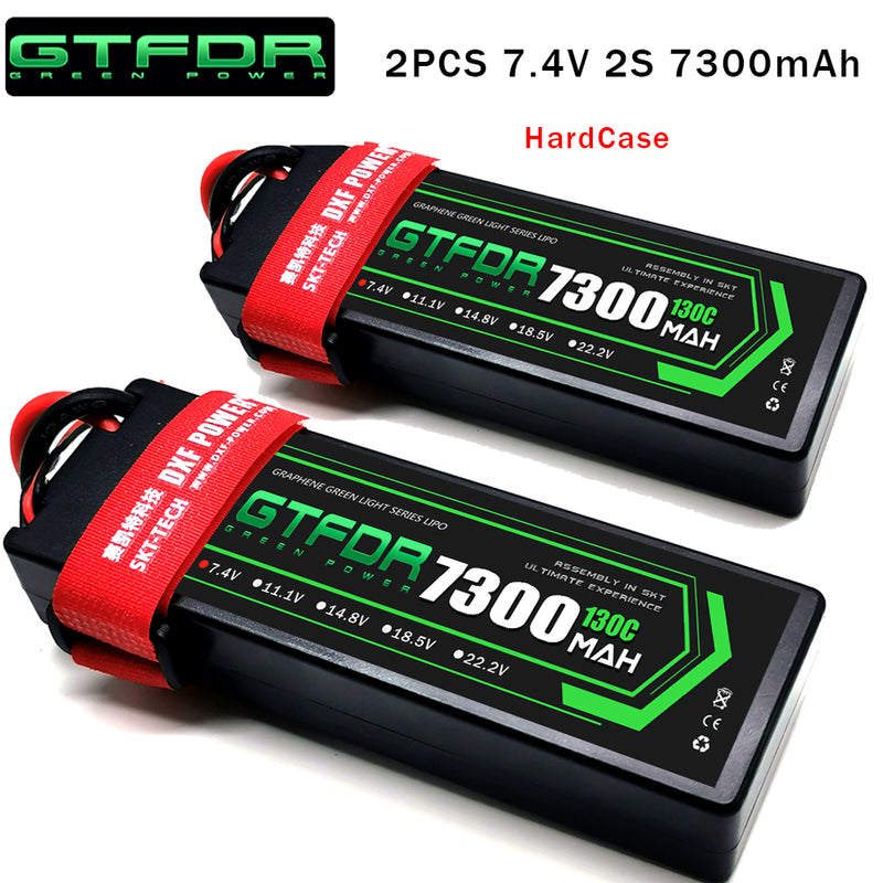 (CN)GTFDR 2S Lipo Battery 7300mAh 7.4V 130C Hardcase EC5 Plug for RC Buggy Truggy 1/10 Scale Racing Helicopters RC Car Boats