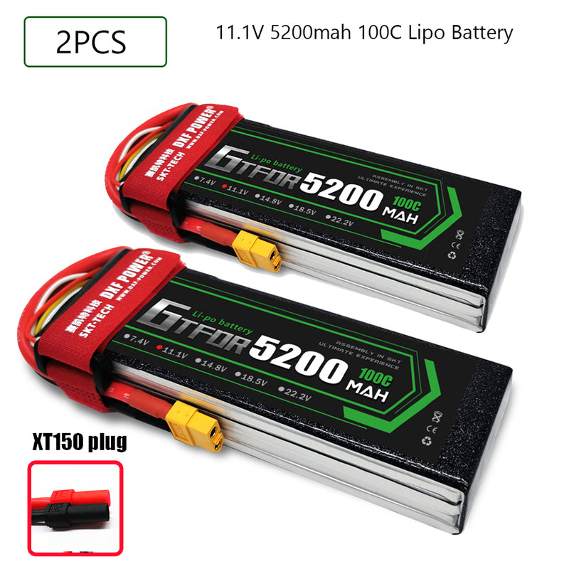 (CN)GTFDR 3S Lipo Battery 11.1V 100C 5200mAh Soft Case Battery with EC5 XT90 Connector for Car Truck Tank RC Buggy Truggy Racing Hobby