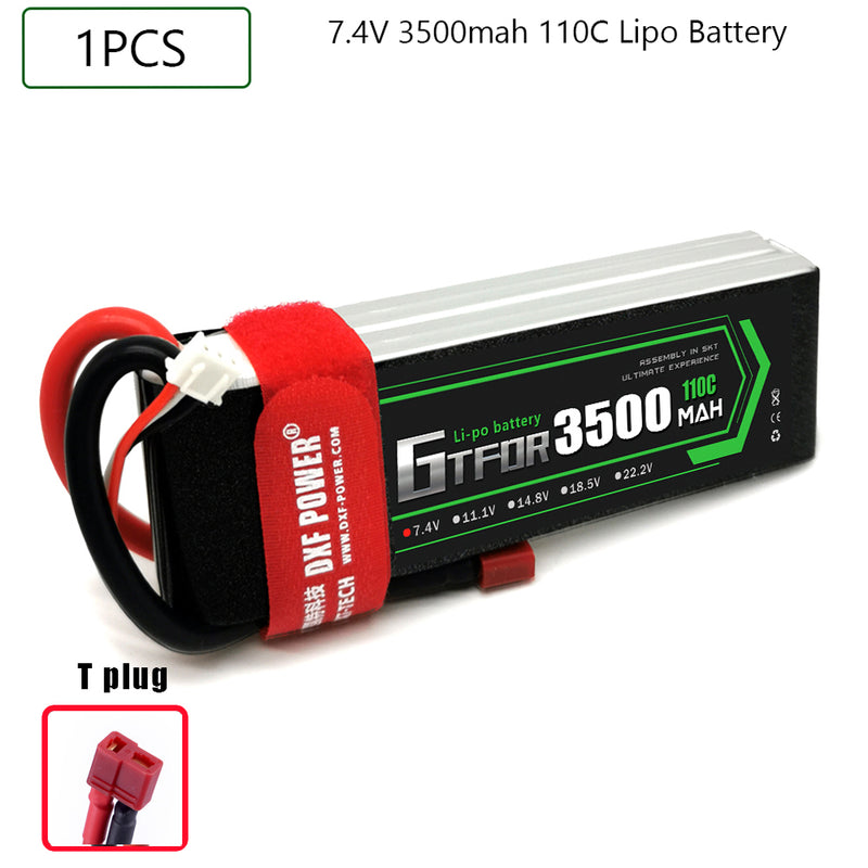 (CN)GTFDR 2S Lipo Battery 7.4V 110C 3500mAh Soft Case Battery with EC5 XT90 Connector for Car Truck Tank RC Buggy Truggy Racing Hobby