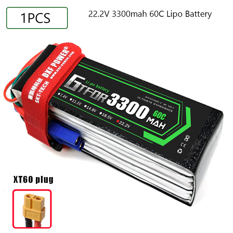 (CN)GTFDR 6S Lipo Battery 22.2V 60C 3300mAh Soft Case Battery with EC5 XT90 Connector for Car Truck Tank RC Buggy Truggy Racing Hobby