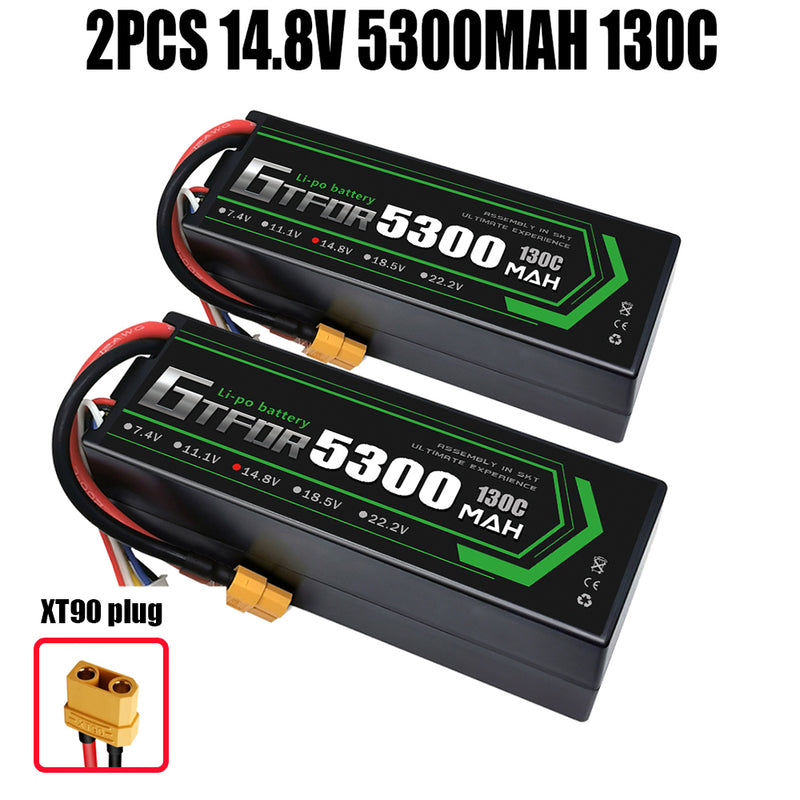 (CN)GTFDR 4S Lipo Battery 5300mAh 14.8V 130C Hardcase EC5 Plug for RC Buggy Truggy 1/10 Scale Racing Helicopters RC Car Boats