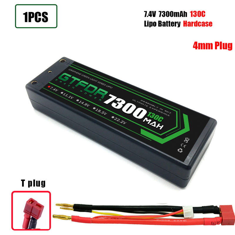 (CN)GTFDR 2S Lipo Battery 7300mAh 7.4V 130C 4mm Hardcase EC5 Plug for RC Buggy Truggy 1/10 Scale Racing Helicopters RC Car Boats