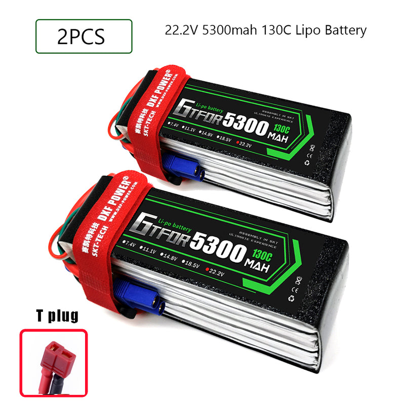 (CN)GTFDR 6S Lipo Battery 22.2V 130C 5300mAh Soft Case Battery with EC5 XT90 Connector for Car Truck Tank RC Buggy Truggy Racing Hobby