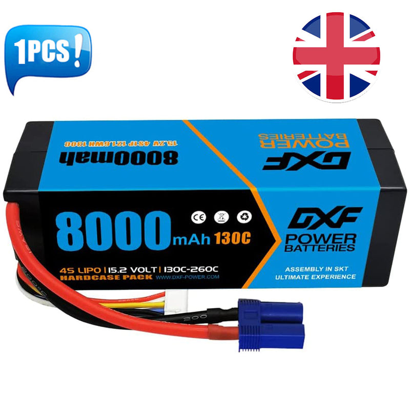 (UK)DXF Lipo Akku 4S 15,2V 8000mAh 130C/260C HardCase Lipo Akku für RC HPI HSP 1/8 1/10 Buggy RC Car Truck 