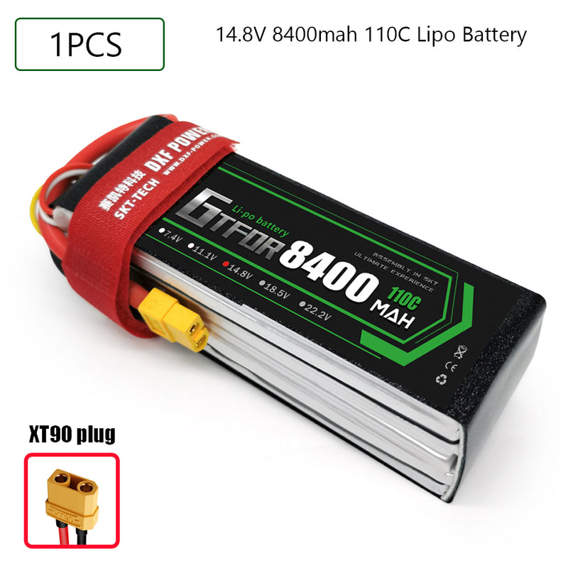 (CN)GTFDR 4S Lipo Battery 14.8V 110C 8400mAh Soft Case Battery with EC5 XT90 Connector for Car Truck Tank RC Buggy Truggy Racing Hobby