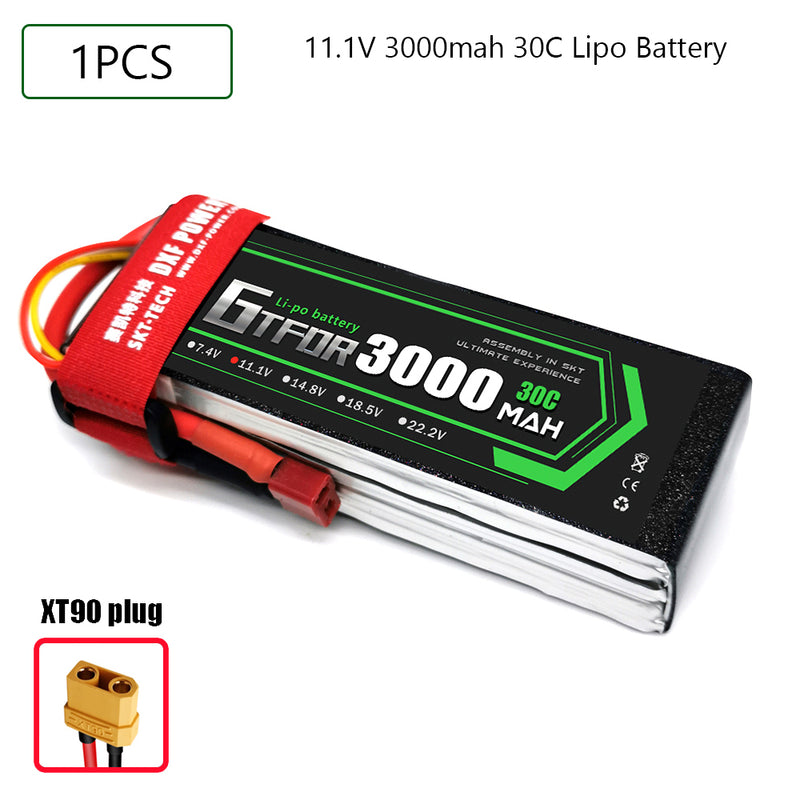 (CN)GTFDR 3S Lipo Battery 11.1V 30C 3000mAh Soft Case Battery with EC5 XT90 Connector for Car Truck Tank RC Buggy Truggy Racing Hobby