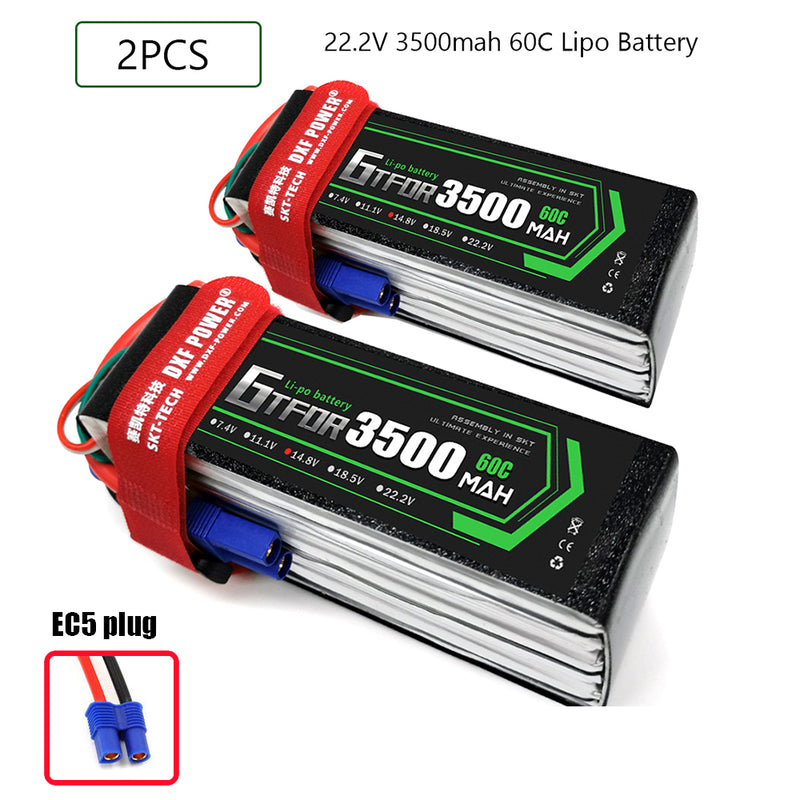 (CN)GTFDR 6S Lipo Battery 22.2V 60C 3500mAh Soft Case Battery with EC5 XT90 Connector for Car Truck Tank RC Buggy Truggy Racing Hobby