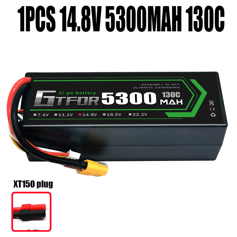 (CN)GTFDR 4S Lipo Battery 5300mAh 14.8V 130C Hardcase EC5 Plug for RC Buggy Truggy 1/10 Scale Racing Helicopters RC Car Boats