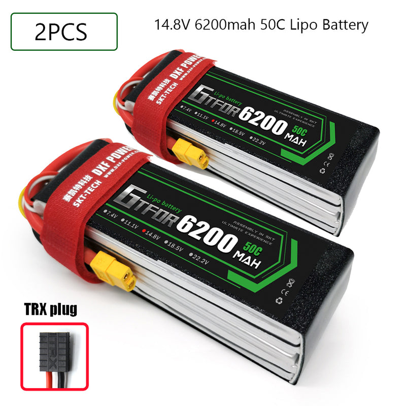 (CN)GTFDR 4S Lipo Battery 14.8V 50C 6200mAh Soft Case Battery with EC5 XT90 Connector for Car Truck Tank RC Buggy Truggy Racing Hobby