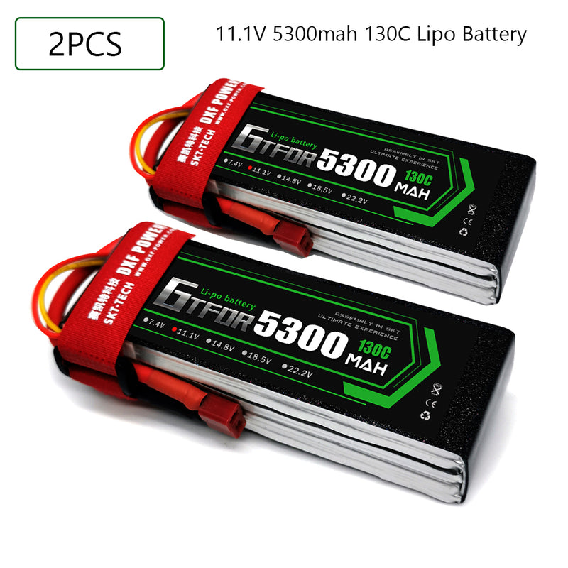 (CN) GTFDR 3S Lipo Battery 11.1V 130C  5300mAh Soft Case Battery with EC5 XT90 Connector for Car Truck Tank RC Buggy Truggy Racing Hobby