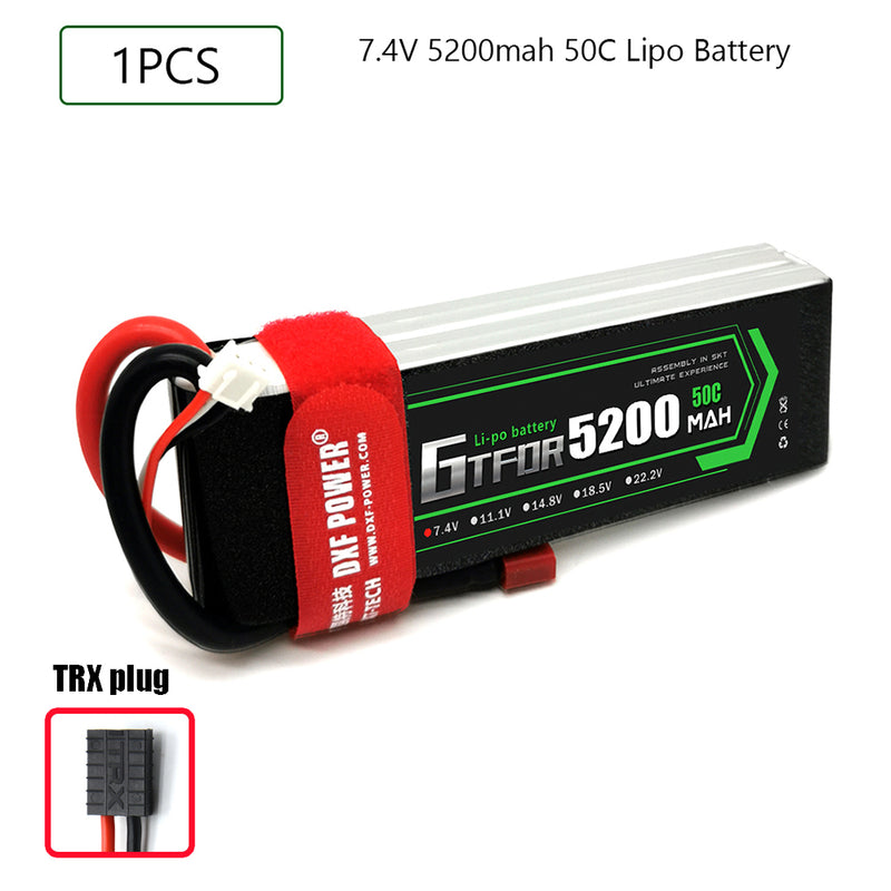 (CN)GTFDR 2S Lipo Battery 7.4V 50C 5200mAh Soft Case Battery with EC5 XT90 Connector for Car Truck Tank RC Buggy Truggy Racing Hobby