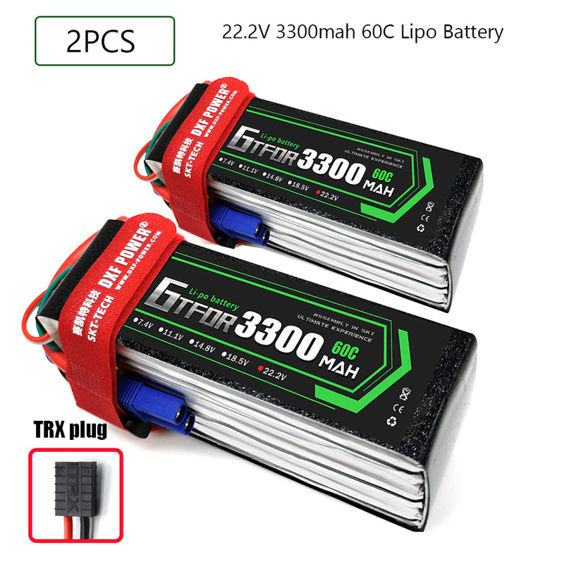 (CN)GTFDR 6S Lipo Battery 22.2V 60C 3300mAh Soft Case Battery with EC5 XT90 Connector for Car Truck Tank RC Buggy Truggy Racing Hobby