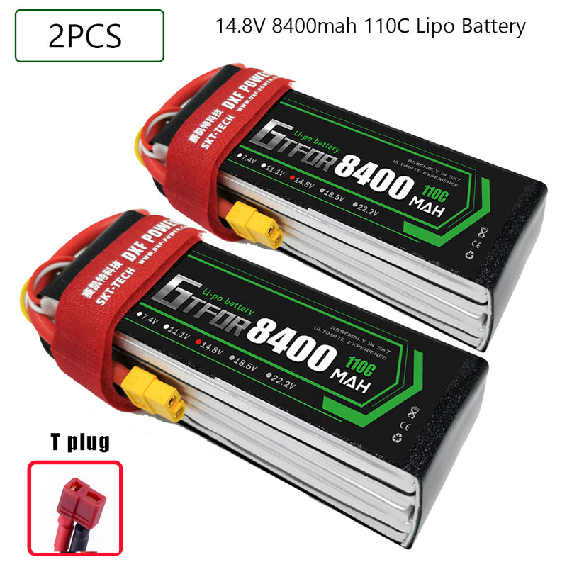 (CN)GTFDR 4S Lipo Battery 14.8V 110C 8400mAh Soft Case Battery with EC5 XT90 Connector for Car Truck Tank RC Buggy Truggy Racing Hobby