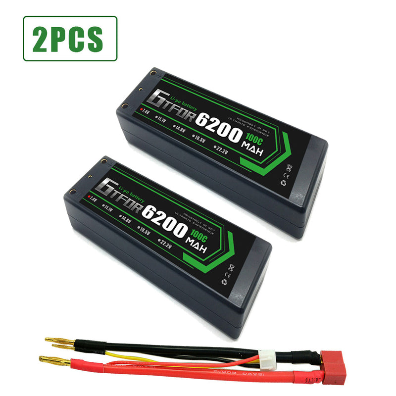 (CN)GTFDR 2S Lipo Battery 6200mAh 7.4V 100C 4mm Hardcase EC5 Plug for RC Buggy Truggy 1/10 Scale Racing Helicopters RC Car Boats