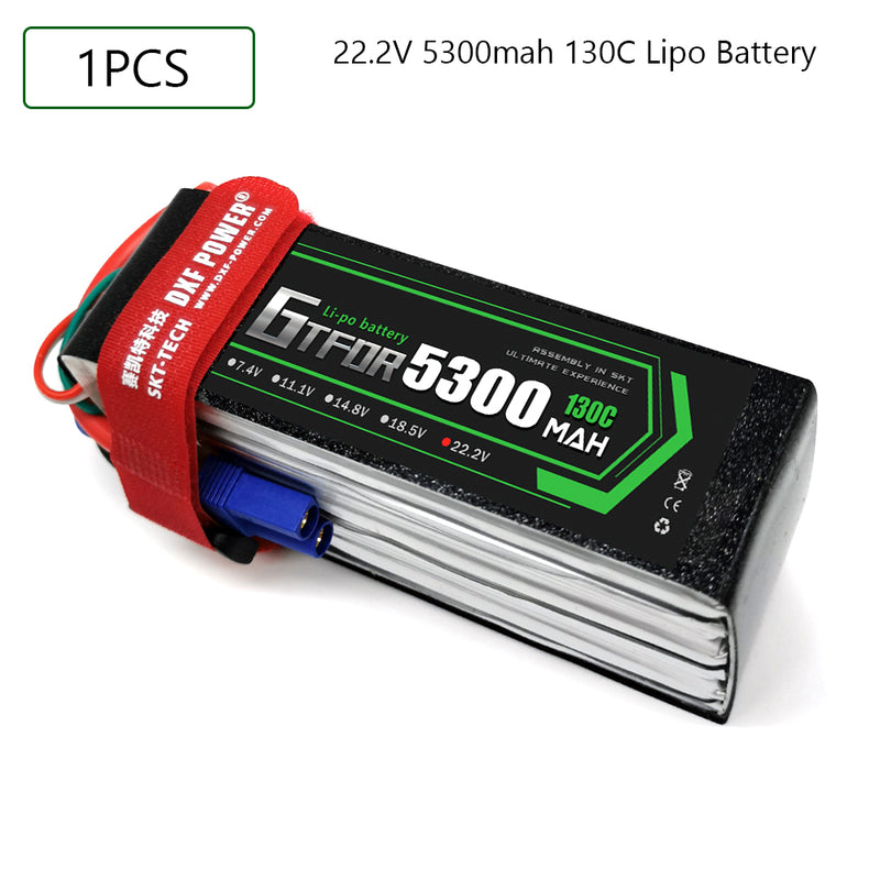 (CN)GTFDR 6S Lipo Battery 22.2V 130C 5300mAh Soft Case Battery with EC5 XT90 Connector for Car Truck Tank RC Buggy Truggy Racing Hobby