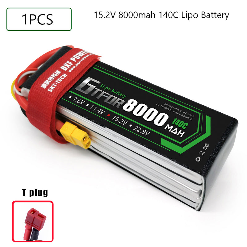 (CN)GTFDR 4S Lipo Battery 15.2V 140C 8000mAh Soft Case Battery with EC5 XT90 Connector for Car Truck Tank RC Buggy Truggy Racing Hobby