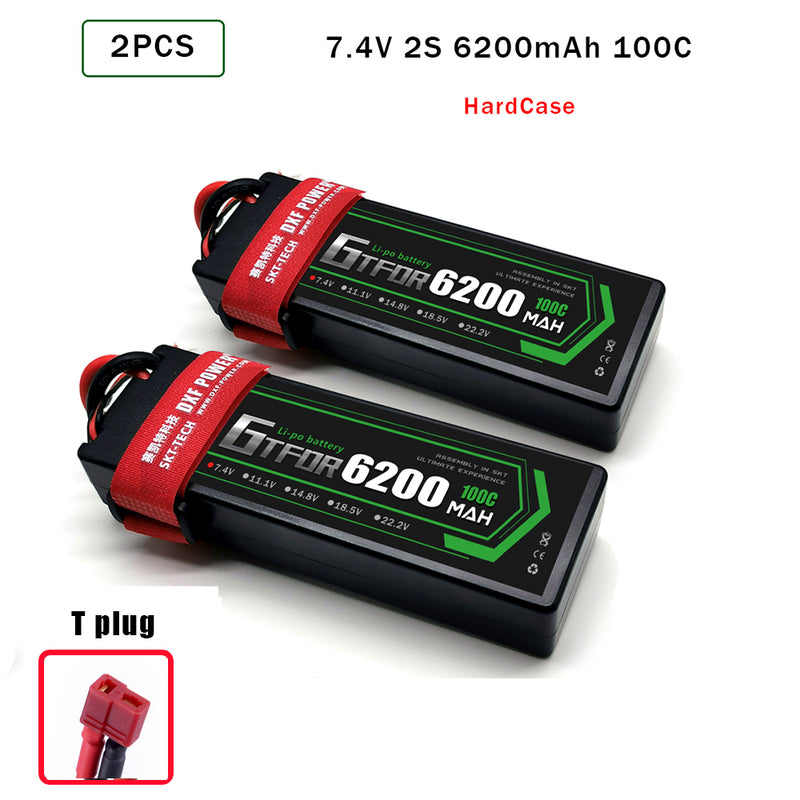 (CN)GTFDR 2S Lipo Battery 6200mAh 7.4V 100C Hardcase EC5 Plug for RC Buggy Truggy 1/10 Scale Racing Helicopters RC Car Boats