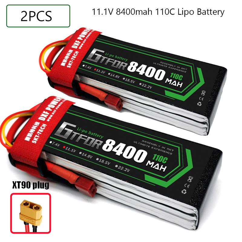 (CN)GTFDR 2S Lipo Battery 7.4V 110C 8400mAh Soft Case Battery with EC5 XT90 Connector for Car Truck Tank RC Buggy Truggy Racing Hobby