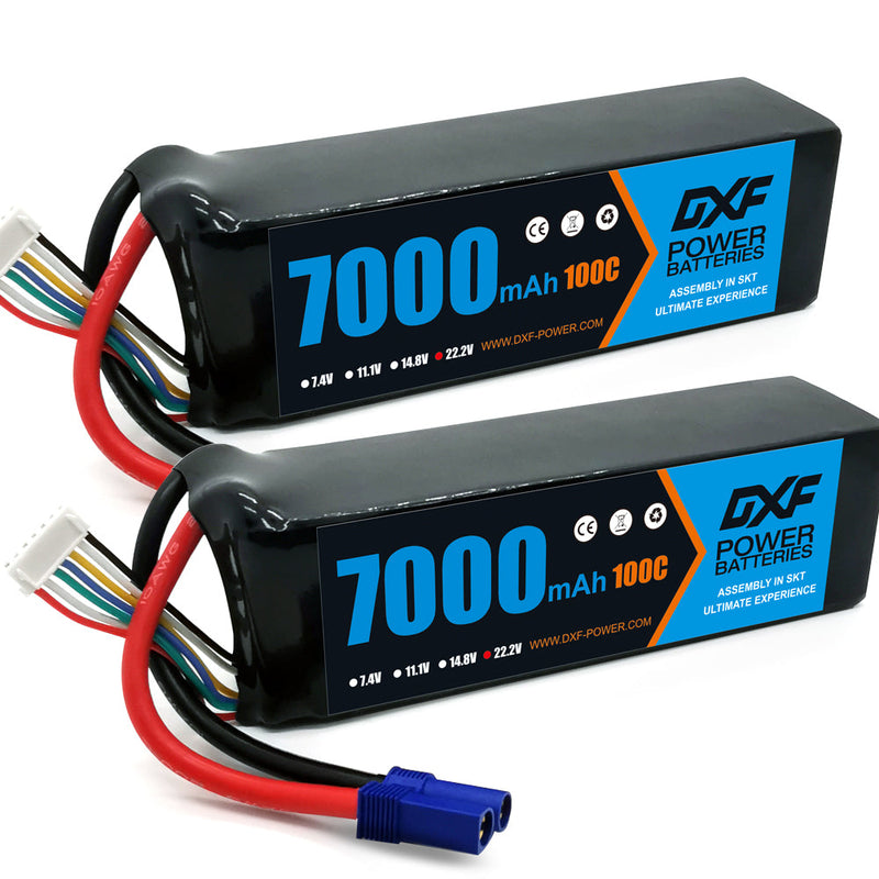 (EU)DXF 6S Lipo Battery 22.2V 100C 7000mAh Soft Case Battery with XT90 Connector for Car Truck Tank RC Buggy Truggy Racing Hobby