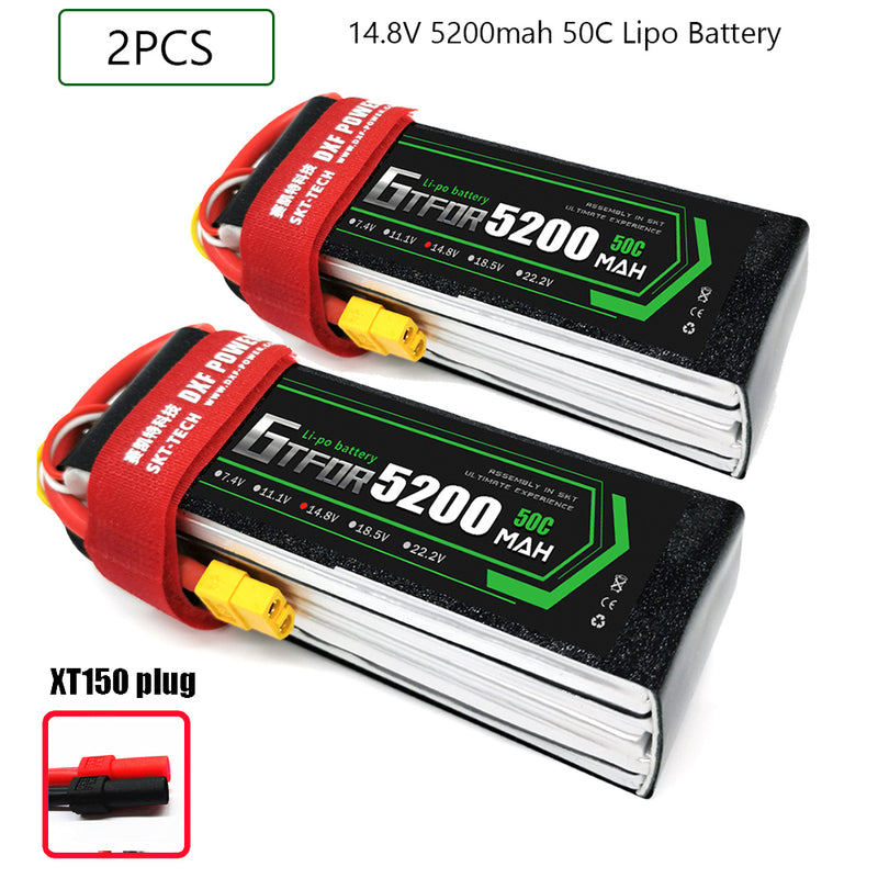 (CN)GTFDR 4S Lipo Battery 14.8V 50C 5200mAh Soft Case Battery with EC5 XT90 Connector for Car Truck Tank RC Buggy Truggy Racing Hobby