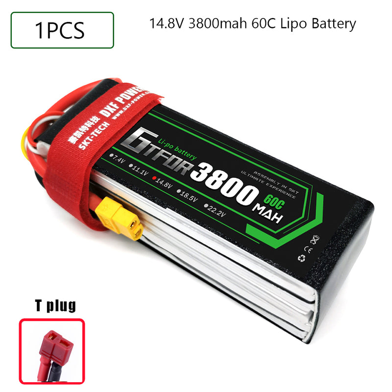 (CN)GTFDR 4S Lipo Battery 14.8V 60C 3800mAh Soft Case Battery with EC5 XT90 Connector for Car Truck Tank RC Buggy Truggy Racing Hobby