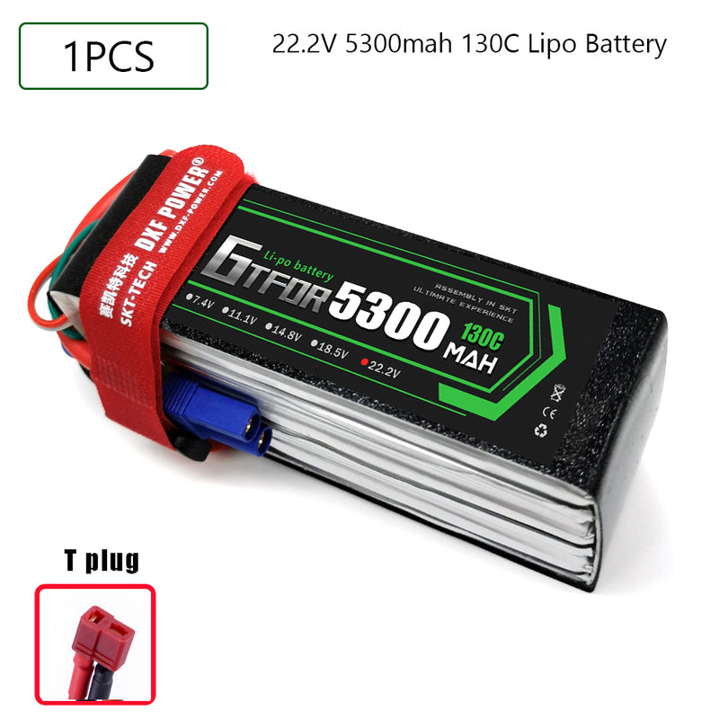 (CN)GTFDR 6S Lipo Battery 22.2V 130C 5300mAh Soft Case Battery with EC5 XT90 Connector for Car Truck Tank RC Buggy Truggy Racing Hobby