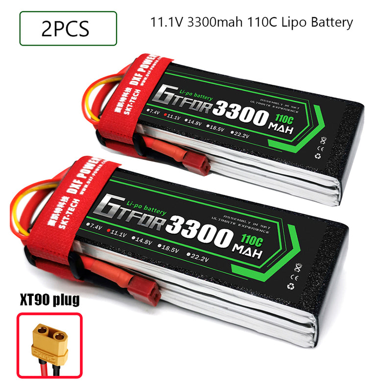 (CN)GTFDR 3S Lipo Battery 11.1V 110C 3300mAh Soft Case Battery with EC5 XT90 Connector for Car Truck Tank RC Buggy Truggy Racing Hobby