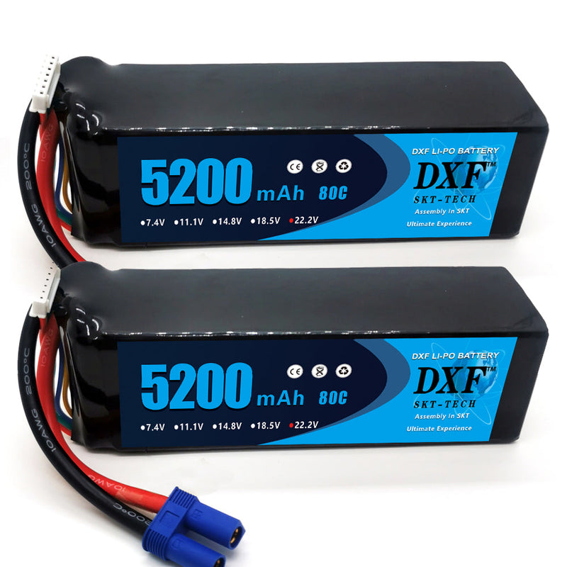 (PL)DXF 6S Lipo Akku 22,2V 80C 5200mAh Soft Case Akku mit EC5 XT90 Anschluss für Auto LKW Tank RC Buggy Truggy Racing Hobby 