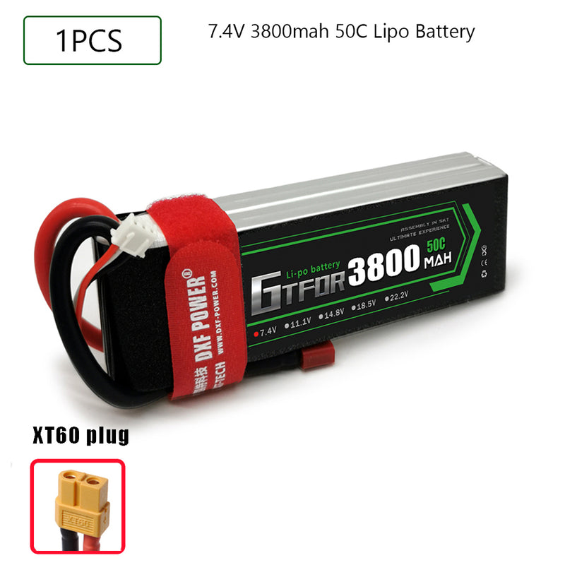 (CN) GTFDR 2S Lipo Battery 7.4V 50C 3800mAh Soft Case Battery with EC5 XT90 Connector for Car Truck Tank RC Buggy Truggy Racing Hobby