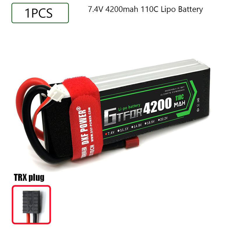 (CN)GTFDR 2S Lipo Battery 7.4V 110C 4200mAh Soft Case Battery with EC5 XT90 Connector for Car Truck Tank RC Buggy Truggy Racing Hobby