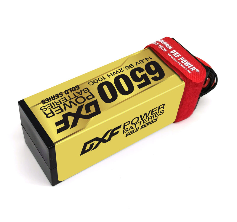 (FR)DXF Lipo Battery 4S 14.8V 6500MAH 100C GoldSeries Graphene lipo Hardcase with EC5 and XT90 Plug for Rc 1/8 1/10 Buggy Truck Car Off-Road Drone