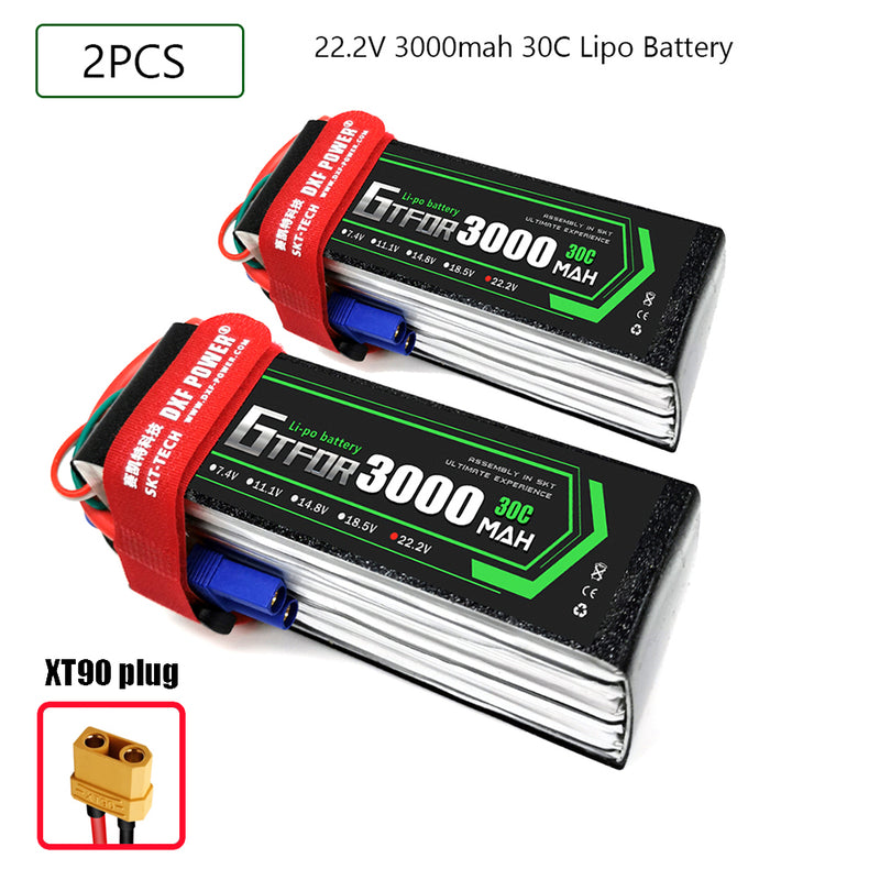 (CN)GTFDR 6S Lipo Battery 22.2V 30C 3000mAh Soft Case Battery with EC5 XT90 Connector for Car Truck Tank RC Buggy Truggy Racing Hobby