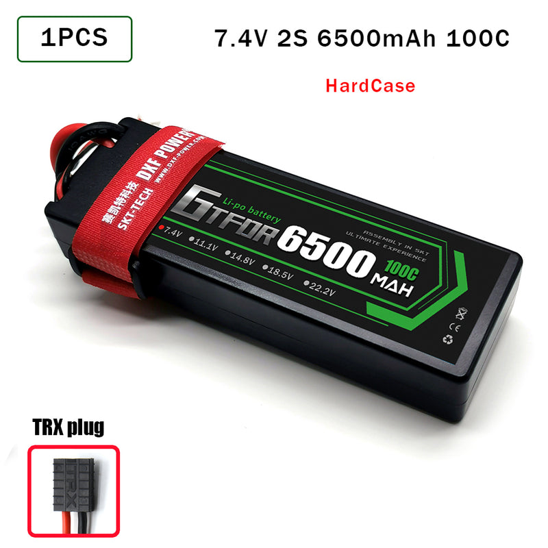 (CN)GTFDR 2S Lipo Battery 6500mAh 7.4V 100C Hardcase EC5 Plug for RC Buggy Truggy 1/10 Scale Racing Helicopters RC Car Boats