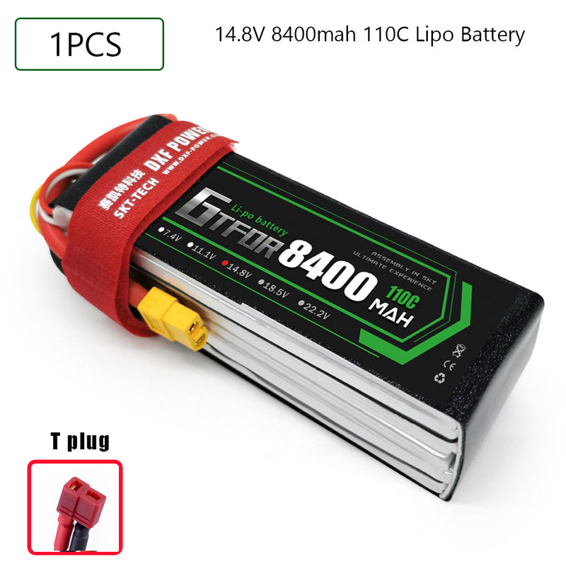 (CN)GTFDR 4S Lipo Battery 14.8V 110C 8400mAh Soft Case Battery with EC5 XT90 Connector for Car Truck Tank RC Buggy Truggy Racing Hobby