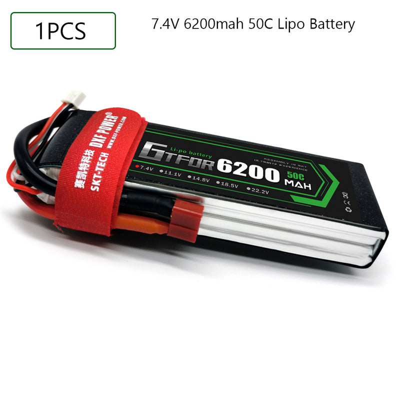 (CN)GTFDR 2S Lipo Battery 7.4V 50C 6200mAh Soft Case Battery with EC5 XT90 Connector for Car Truck Tank RC Buggy Truggy Racing Hobby