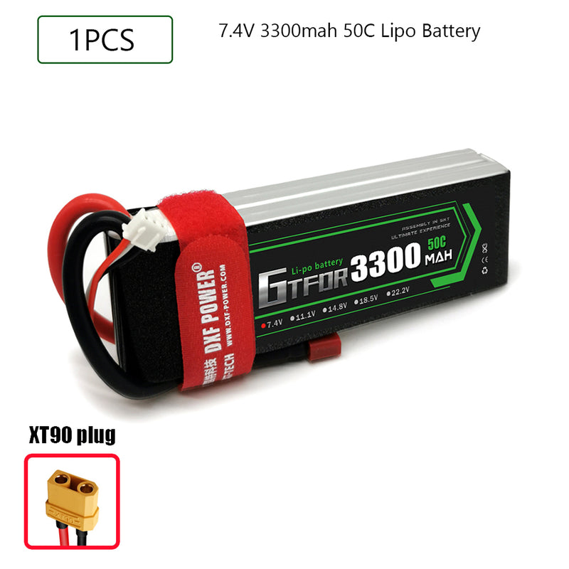 (CN)GTFDR 2S Lipo Battery 7.4V 50C 3300mAh Soft Case Battery with EC5 XT90 Connector for Car Truck Tank RC Buggy Truggy Racing Hobby