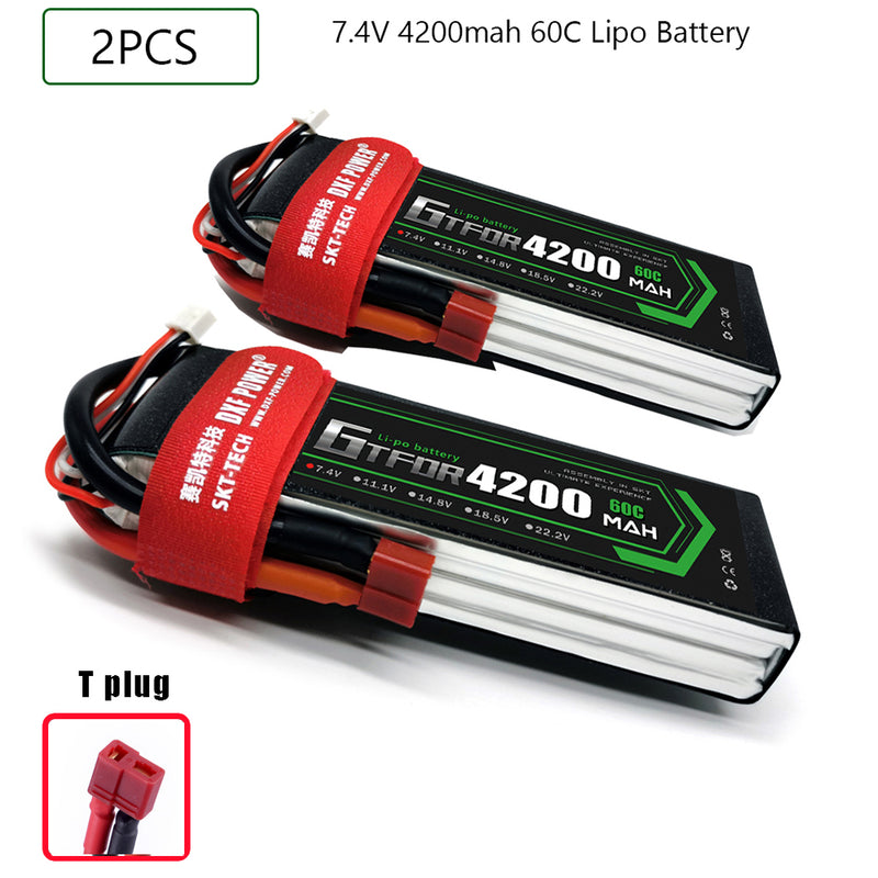 (CN)GTFDR 2S Lipo Battery 7.4V 60C 4200mAh Soft Case Battery with EC5 XT90 Connector for Car Truck Tank RC Buggy Truggy Racing Hobby