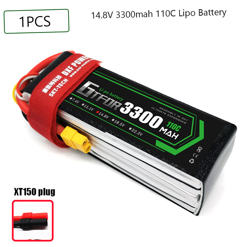 (CN)GTFDR 4S Lipo Battery 14.8V 110C 3300mAh Soft Case Battery with EC5 XT90 Connector for Car Truck Tank RC Buggy Truggy Racing Hobby