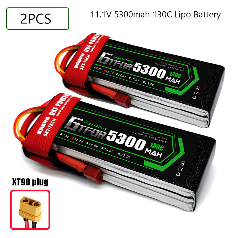 (CN) GTFDR 3S Lipo Battery 11.1V 130C  5300mAh Soft Case Battery with EC5 XT90 Connector for Car Truck Tank RC Buggy Truggy Racing Hobby